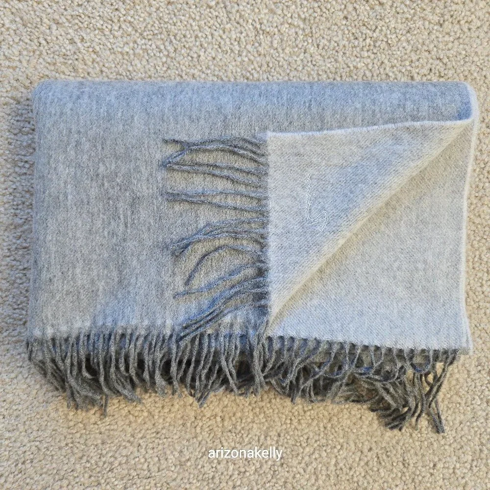 NWOT Reiss Cashmere Fringed Scarf 2-tone Grey - Picture 10 of 10